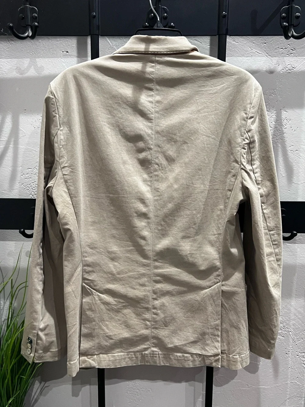 Zara Man Blazer Cotton Denim Tan Khaki Size Large